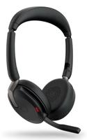 Jabra Evolve2 65 Flex Link380c UC On Ear headset Bluetooth Stereo Zwart Noise Cancelling Headset, Microfoon uitschakelbaar (mute), Volumeregeling, Inductie, - thumbnail