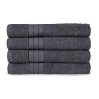 Good Morning Handdoeken set van 4 "Uni" - Antraciet - (50x100 cm) - Katoen - thumbnail