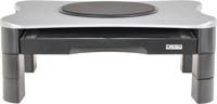 Desq monitorstandaard, met draaiplateau en 2 lades, zilver/zwart - thumbnail