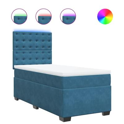 Boxspring met matras fluweel blauw 140x200 cm - thumbnail