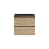 Badkamermeubel BWS Pepper Acryl Wastafel Mat Zwart Met Kraangat 60x55x46 cm Eiken - thumbnail