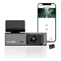 AutoSky 2K WiFi Dashcam met Groothoeklens en 32GB Geheugenkaart - thumbnail