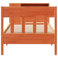 Bed met boekenkast zonder matras grenenhout wasbruin 100x200 cm - thumbnail