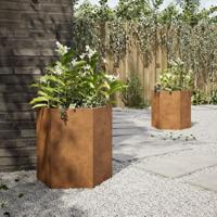 VidaXL Plantenbakken 2 st zeshoek 46x40x45 cm weervast staal - thumbnail