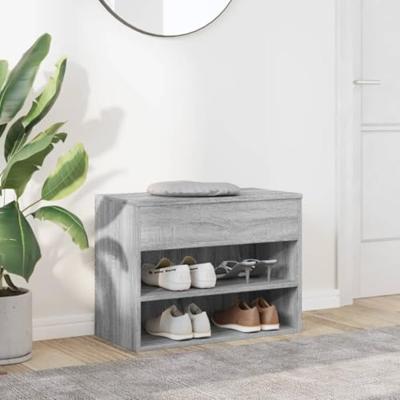 Schoenenbank 60x30x45 cm bewerkt hout grijs sonoma eikenkleurig