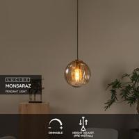 Lucide MONSARAZ - Hanglamp - Ø 25 cm - 1xE27 - Amber - thumbnail