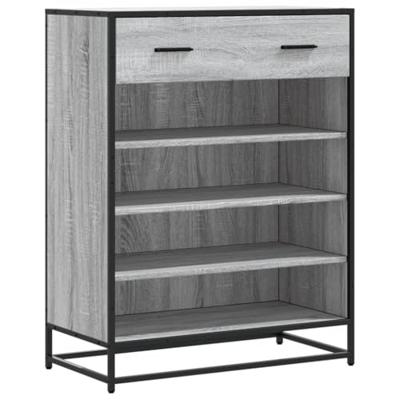 Schoenenkast 75x38x97,5 cm bewerkt hout en metaal grijs sonoma
