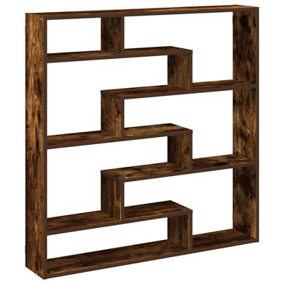 Wandschap kubus 7 vakken bewerkt hout gerookt eikenkleurig - thumbnail
