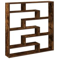 Wandschap kubus 7 vakken bewerkt hout gerookt eikenkleurig - thumbnail