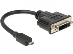 Delock 65563 HDMI / DVI Adapter [1x HDMI-stekker D micro - 1x DVI-bus 24+5-polig] Zwart 20.00 cm