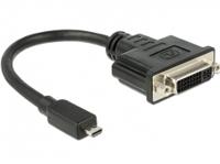 Delock 65563 HDMI / DVI Adapter [1x HDMI-stekker D micro - 1x DVI-bus 24+5-polig] Zwart 20.00 cm - thumbnail