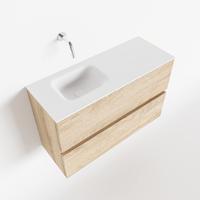 MONDIAZ ADA 80cm toiletmeubel washed oak. LEX wastafel talc links zonder kraangat - thumbnail