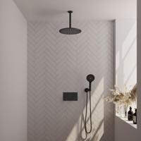 Black Edition thermostatische inbouw regendouche SET 60 met drukknoppen, 30 cm douchekop en plafondarm - thumbnail