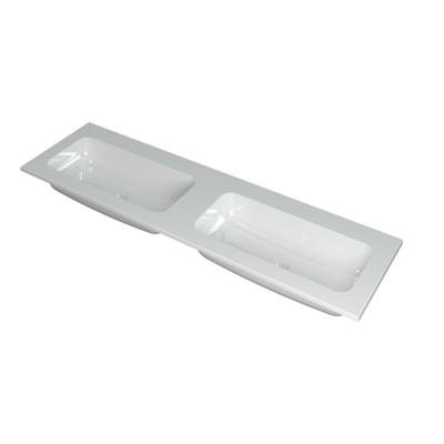 INK Faktor Wastafel Polystone Dubbel Zonder Kraangaten - 1600x450x15 mm - Glans Wit