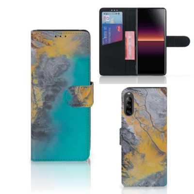 Sony Xperia L4 | Bookcase | Marble Blue Gold Sony Xperia L4 | Bookcase | Marble Blue Gold