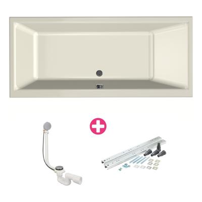 Xenz Kristal Ligbad - 180x80x48 - afvoer Midden - acryl - pergamon 6986-02