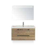 Seville Badmeubelset 100 cm - Natuur Eiken - Wastafel Djazz 1 kraangat - met Sence Spiegel - thumbnail