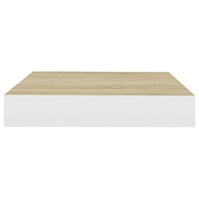 Wandschap zwevend 23x23,5x3,8 cm MDF eikenkleurig en wit