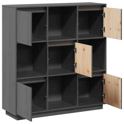 Hoge kast 110,5x35x117 cm massief grenenhout grijs