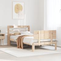 Bedframe met hoofdbord massief grenenhout 75x190 cm - thumbnail