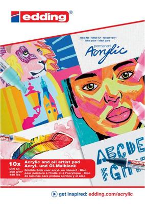 Olie-acrylblok edding 30010 a4 10 vel 300gr wit | 15 stuks