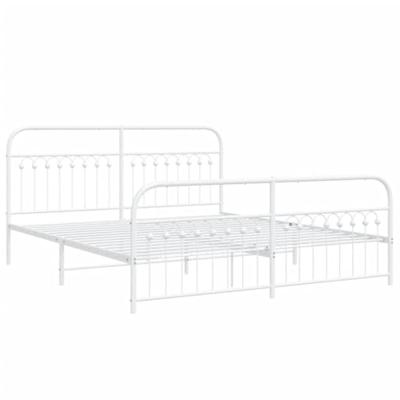 Bedframe met hoofd- en voeteneinde metaal wit 183x213 cm Bedframe met hoofd- en voeteneinde metaal wit 183x213 cm