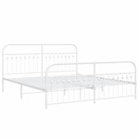 Bedframe met hoofd- en voeteneinde metaal wit 183x213 cm - thumbnail