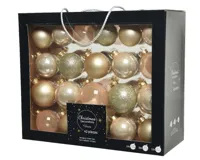 Decoris kerstballen set Glas 42st parel 5-6-7cm - thumbnail
