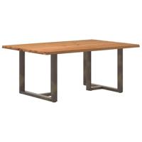 Eettafel met natuurlijke rand 180x120x74 cm massief eikenhout - thumbnail