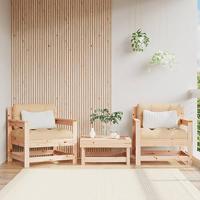 Tuinstoelen 2 st met kussens massief grenenhout - thumbnail