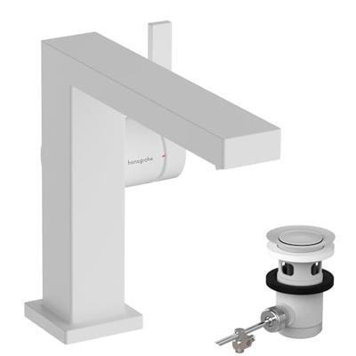 Hansgrohe Tecturis E ééngreeps wastafelkraan 110 Fine CoolStart met PopUp trekwaste, mat wit Hansgrohe Tecturis E ééngreeps wastafelkraan 110 Fine CoolStart met PopUp trekwaste, mat wit