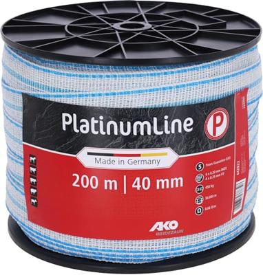 AKO Producten/ platinumline schriklint 40 mm witblauw 200m AKO Producten/ platinumline schriklint 40 mm witblauw 200m