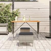 Tuintafel met acaciahouten blad 105x75x72 cm poly rattan grijs - thumbnail