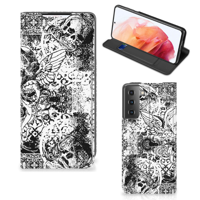 Mobiel BookCase Samsung Galaxy S21 Skulls Angel - thumbnail