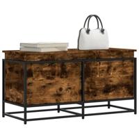 Opbergbox met deksel 100x40x51,5 cm bewerkt hout gerookt eiken - thumbnail