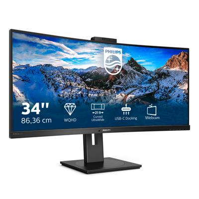 Philips Monitore 346P1CRH LCD-monitor Energielabel G (A - G) 86.4 cm (34 inch) 3440 x 1440 Pixel 21:9 4 ms RJ45, Hoofdtelefoonaansluiting VA LED