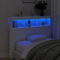 Hoofdbordkast met LED-verlichting 120x17x102 cm wit - thumbnail