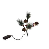 Kunsttak red berry, pineleaf 10LED 20cm - thumbnail