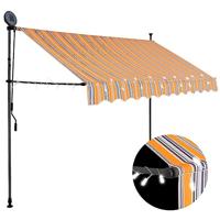 VidaXL Luifel handmatig uitschuifbaar met led 250 cm geel en blauw - thumbnail