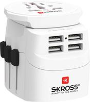 SKROSS | 1.302471 | PRO Light USB(4xA) - World | Universele 2- en 3-polige reisadapter met 4 x USB-poorten met 4,8 A. Spanning en vermogen: 100V–700W/250V–1750W. Bescherming tegen elektrische schokken - thumbnail