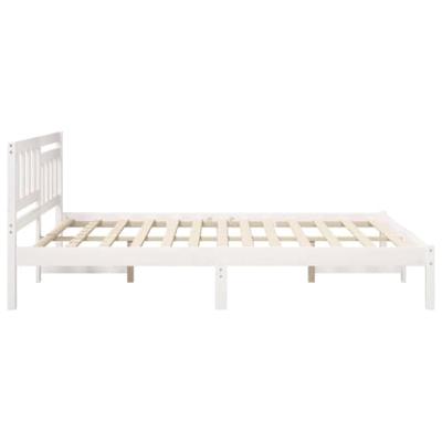 Bedframe met hoofdeinde Wit 150 x 200 cm Massief grenenhout Bedframe met hoofdeinde Wit 150 x 200 cm Massief grenenhout