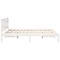 Bedframe met hoofdeinde Wit 140 x 200 cm Massief grenenhout - thumbnail