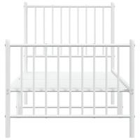 Bedframe met hoofd- en voeteneinde metaal wit 75x190 cm - thumbnail