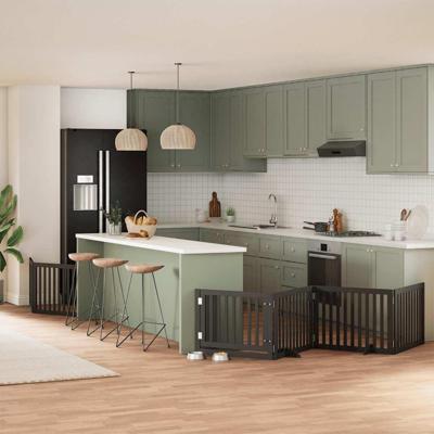 Hondenhek inklapbaar 8 panelen 640 cm populierenhout zwart