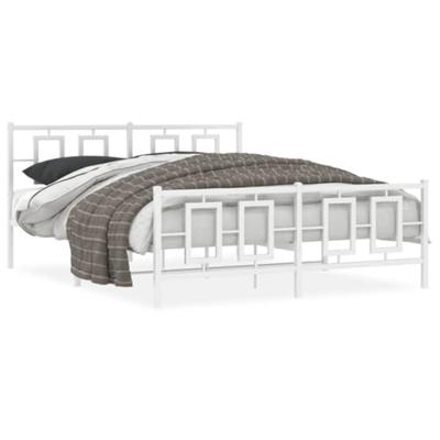 Bedframe met hoofd- en voeteneinde metaal wit 150x200 cm - thumbnail