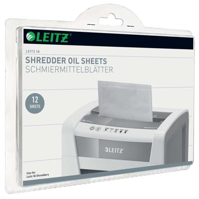 Leitz IQ Oil Sheets Oliepapier voor papierversnipperaar 12 vellen Leitz IQ Oil Sheets Oliepapier voor papierversnipperaar 12 vellen