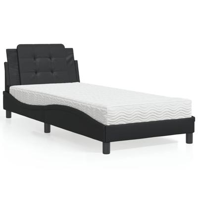 Bed met matras kunstleer zwart 80x200 cm