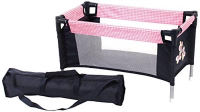 Poppen Reisbedje - Pink Checkered