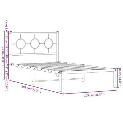 Bedframe met hoofdbord metaal wit 100x190 cm