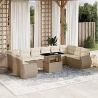 11-delige Tuinset met kussens poly rattan beige - thumbnail